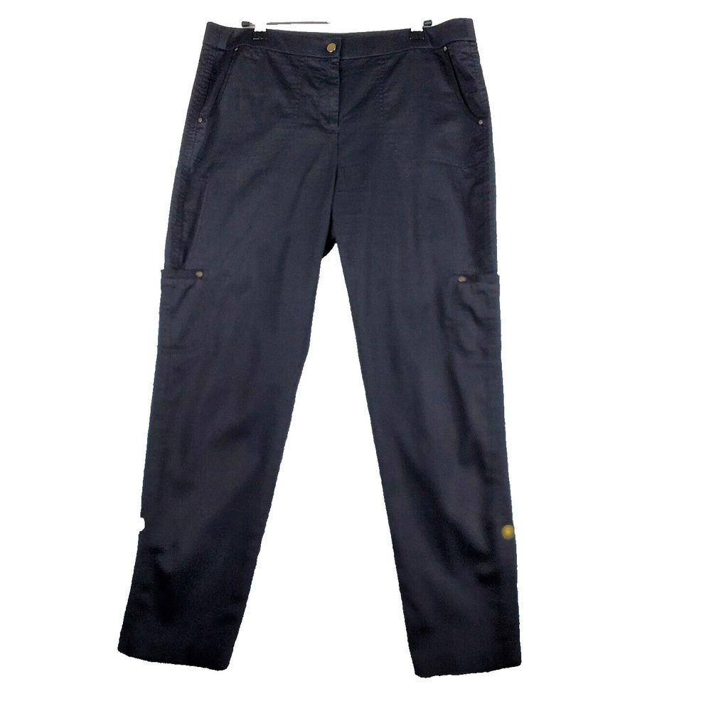 Chico's Pants Women's 10‎ Black Cotton Blend Convertible Roll Tab Ankle